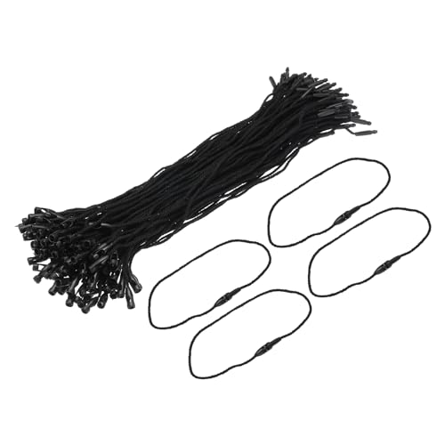 MECCANIXITY Polyester Rope Hang Tag String Snap Lock Pins Loop Price Tag Fastener Plastic Tags Ties,190mm/7.48 Inch Length,1mm/0.04 Inch Dia,Pack of 200,Black - color: Black, size: 190mmx1mm