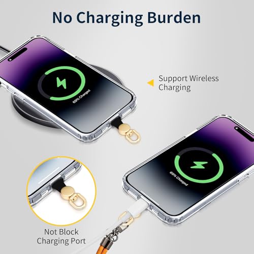 360°Rotatable Phone Tether Tab,3 Pieces Universal Phone Lanyard Patch Without Adhesive,Phone Lanyard Replacement Part for Cell Phone Strap(Black+Transparent) - color: Black+Transparent