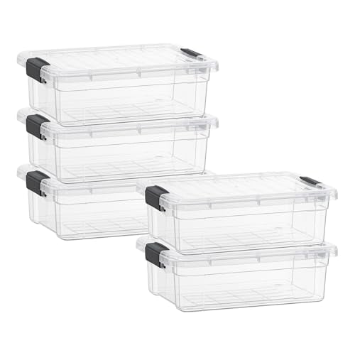 Superio 1.27 Quart Clear Plastic Storage Containers with Lids, Stackable Organizer Bins, BPA-Free Storage Boxes for Home, Office, Dorm & Classroom, 5 Pack - size: 1.27 Quart