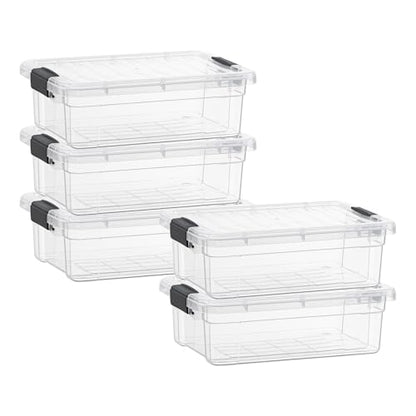 Superio 1.27 Quart Clear Plastic Storage Containers with Lids, Stackable Organizer Bins, BPA-Free Storage Boxes for Home, Office, Dorm & Classroom, 5 Pack - size: 1.27 Quart