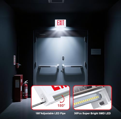 UL Emergency Exit sign with Lights Battery Backup Hardwired 120/277V, 1PC - color: 1 Pack