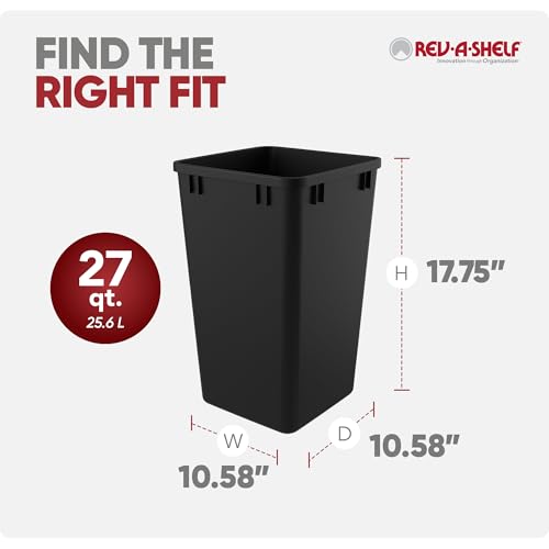 Rev-A-Shelf Pullout Garbage Trash Can Replacements, 27 Qt, 2 Pack - color: Black