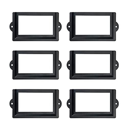 Antrader 6 Pcs 3.3" x 1.8" Office Label Holder, Metal Label Frame, Matte Black, with Screws