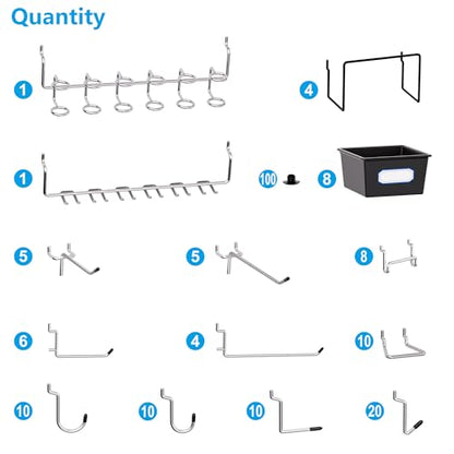 FRIMOONY Peg Board Organizer Accessories, Pegboard Hook Locks, Bins, for Organizing Pliers, Wrenches, Screwdrivers, 202-Piece - size: 202PCS