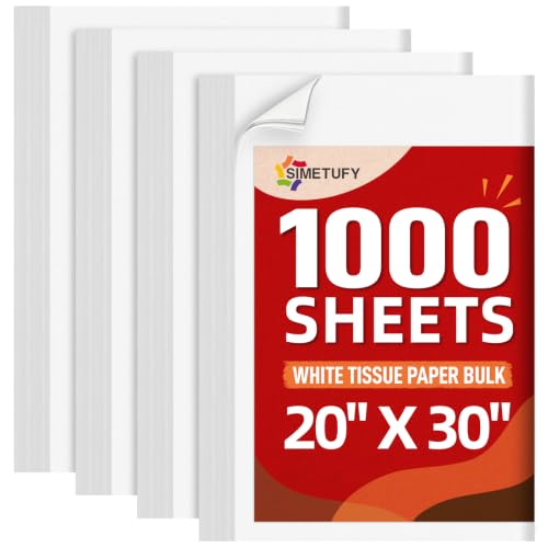 1000 Sheets White Tissue Paper for Gift Bags, 20"x 30" Tissue Paper Bulk - color: white, size: 1000 sheets