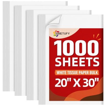 1000 Sheets White Tissue Paper for Gift Bags, 20"x 30" Tissue Paper Bulk - color: white, size: 1000 sheets