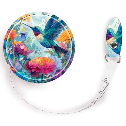 Retractable Mini Leather Tape Measure, Auto Retract Hummingbird - color: Hummingbird