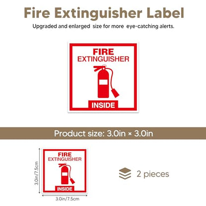 2 PCS Fire Extinguisher Inside Sign Stickers,Self Adhesive Vinyl Safety Label Waterproof, Fade and Scratch Resistant, Suitable for Indoor and Outdoor,Red on White - color: Red1