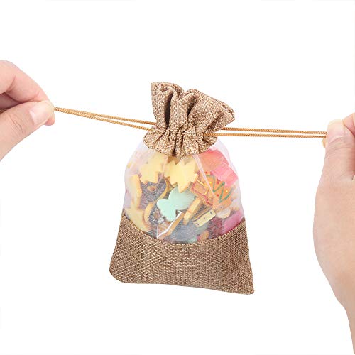 CCINEE 12PCS Burlap Drawstring Gift Bag, 5 X 7 Inch Organza Treat See Through Bags for Jewelry Sheer Easter Gifts Pouch Wedding Baby Shower Party Favor - size: 5 x 7 Inch (Pack of 12)