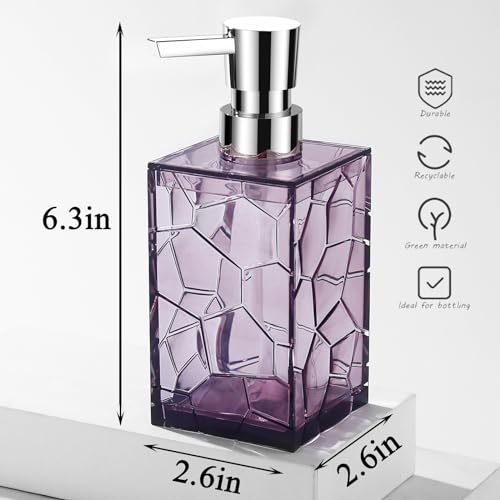 Acrylic Pump Bottle Refillable Lotion Soap Dispenser 10oz 2 Pack Purple - color: Clear Purple, size: 2 Pack
