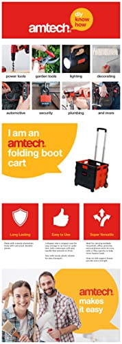 Amtech - Folding Shopping Trolley on Wheels, Easy to Assemble, Collapsible for Easy Transport in Car Boot, Great for Tools, Groceries, and Heavy Loads, Lightweight, Sturdy (25kg Capacity)
