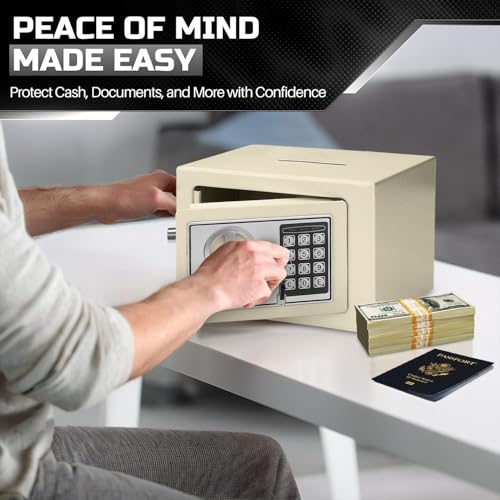 Flexzion Small Drop Safe Box with Digital Keypad, 12 x 8 x 8 in, White - color: White, size: Small (0.44 Cubic Feet)