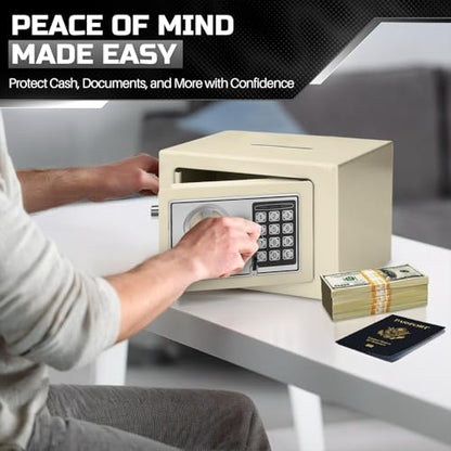 Flexzion Small Drop Safe Box with Digital Keypad, 12 x 8 x 8 in, White - color: White, size: Small (0.44 Cubic Feet)