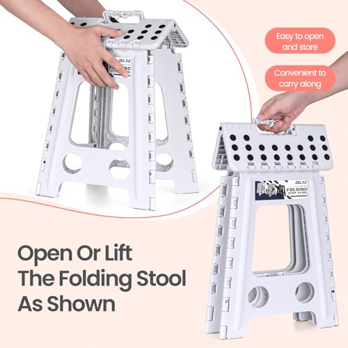 Delxo 16 Inch Folding Step Stool,Foldable Step Stool for Adults White - color: White, size: 16 Inch