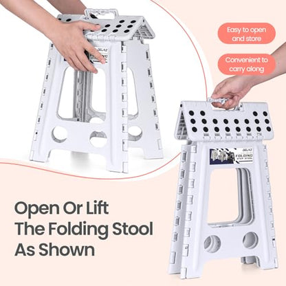 Delxo 16 Inch Folding Step Stool,Foldable Step Stool for Adults White - color: White, size: 16 Inch