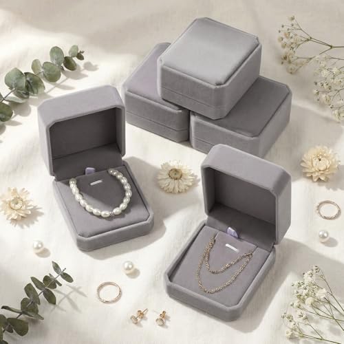 Sureio 24 Pcs Velvet Jewelry Gift Boxes Bulk Grey - color: Grey
