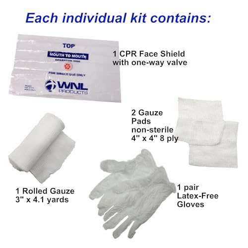 WNL Products 1402SF First Aid and CPR Training Kits for Students, 100 Pack