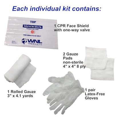 WNL Products 1402SF First Aid and CPR Training Kits for Students, 100 Pack
