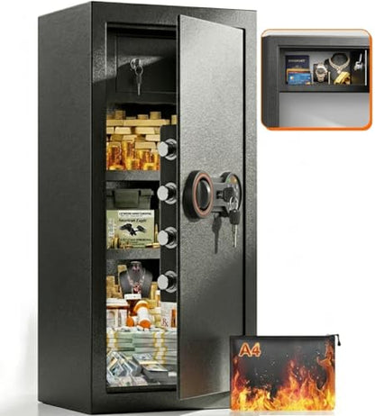 8.2 Cub Fireproof Safe with Inner Lock Box for Home Use, Closet-Friendly - size: 8.2 Cub