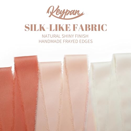 Keypan Fall Orange Frayed Satin Chiffon Ribbon, 1.5 Inches, 21 Yards - color: Fall Set