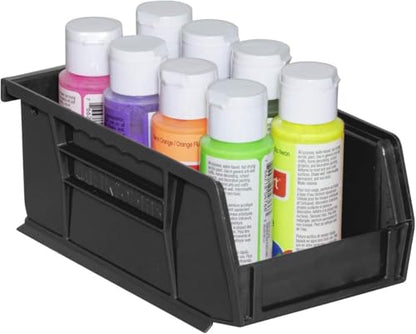 Akro-Mils 30220 AkroBins Plastic Storage Bins, 7"x4"x3", Black, 24-Pack - color: Black