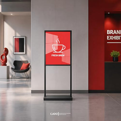 Sign Holder Floor Stand, Heavy Duty Pedestal Poster Banner Stand, 18×24 Inch Double Sided Slide-In Board Display Stand for Menu, Poster, A Frame Sign - size: Size: 18×24