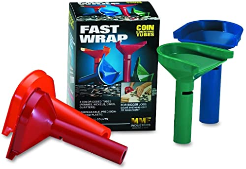 MMF Industries Four Coin Tube Set, Red/Blue/Green/Orange, One Full Wrapper - size: One Full Wrapper