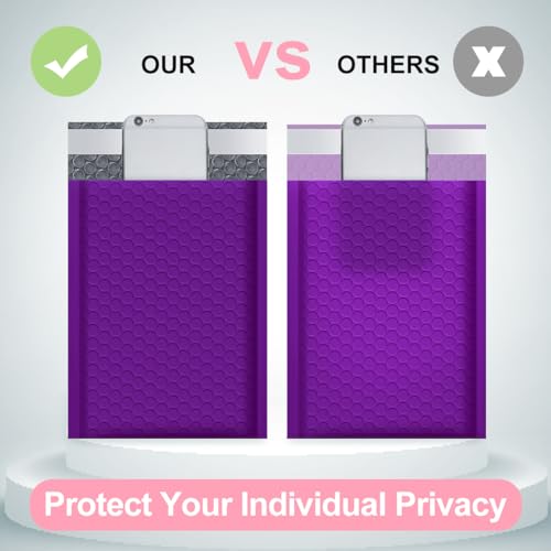 UCGOU Bubble Mailers 4x8" Purple 50 Pack Usable Size 4x7" Padded Envelopes - color: Purple, size: 4x8" 50PC