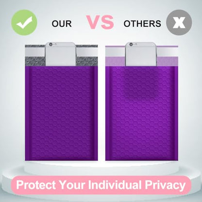UCGOU Bubble Mailers 4x8" Purple 50 Pack Usable Size 4x7" Padded Envelopes - color: Purple, size: 4x8" 50PC