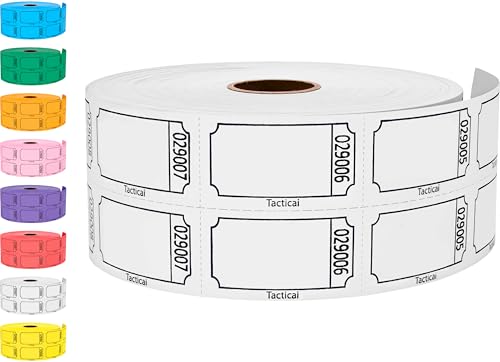 Tacticai 1000 Blank Raffle Tickets, 50/50 Double Roll, White - color: B - Double Roll - 1,000 Tickets - Blank - White