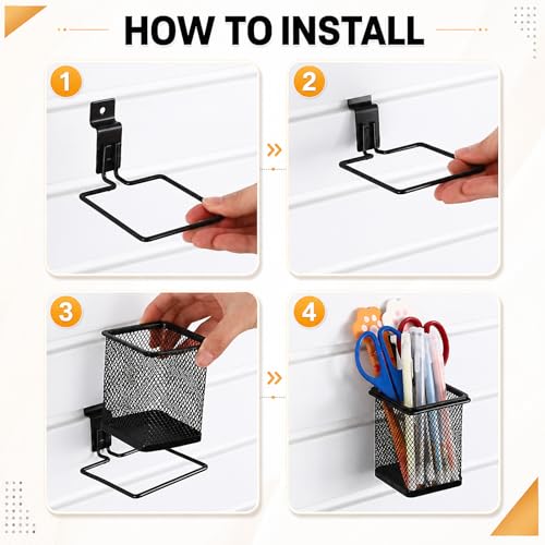 12 Sets Slatwall Metal Shelves Cups Organizer Bins with Hook