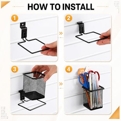 12 Sets Slatwall Metal Shelves Cups Organizer Bins with Hook