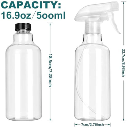 Plastic Spray Bottles, 16.9oz/2Pack,Adjustable Spray Bottles for Cleaning, Empty Spray Bottle For Hair, Plants, Pet, Vinegar, Cooking,Cleaning Solutions (2)