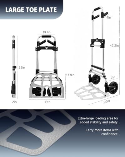 330 LB Folding Hand Truck, Dolly Cart with Wheels and Telescoping Handle