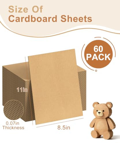 Magicheap 60 Pack Corrugated Cardboard Sheets, 8.5in x 11in
