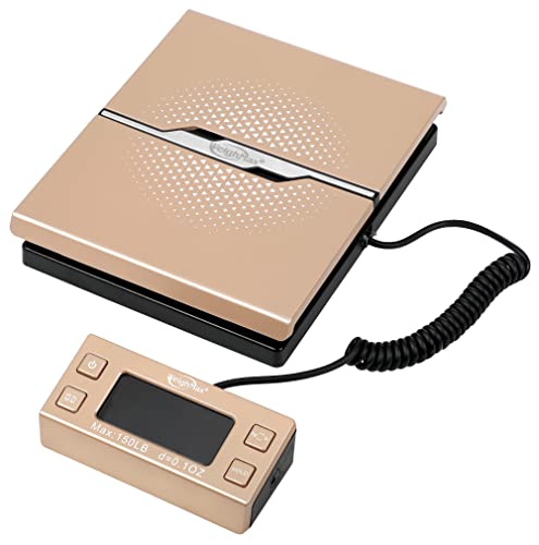 Weighmax W-8809 150 lbs x0.1oz Digital Shipping and Postal Scale with Extended Display, Gold, Battery and Ac Adapter Included - color: Gold