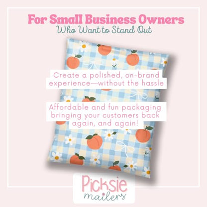 Picksie Mailers- 6x9 Designer Poly Mailers- Cute Shipping Bags - color: Peachy Picnic, size: 6x9
