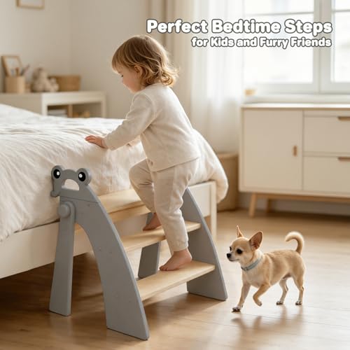 Step Stool for Toddlers & Kids, Bathroom Sink, 3 Step Foldable, Gray - color: 3 Step Grey1