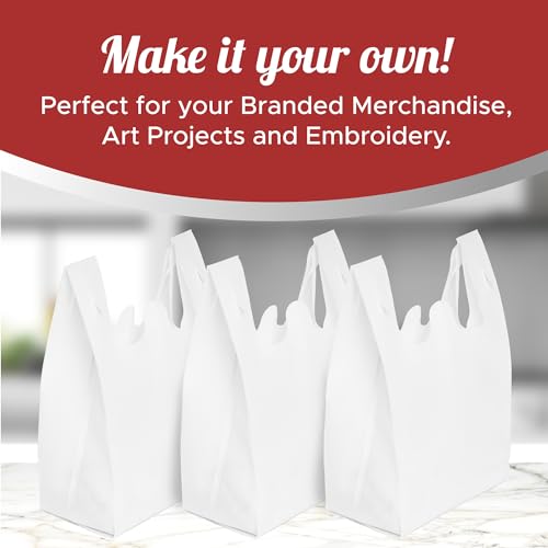Simply Cool 200 Pack Reusable Grocery Bags, T-Shirt Tote Bags Bulk, White - color: White