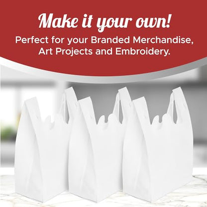Simply Cool 200 Pack Reusable Grocery Bags, T-Shirt Tote Bags Bulk, White - color: White