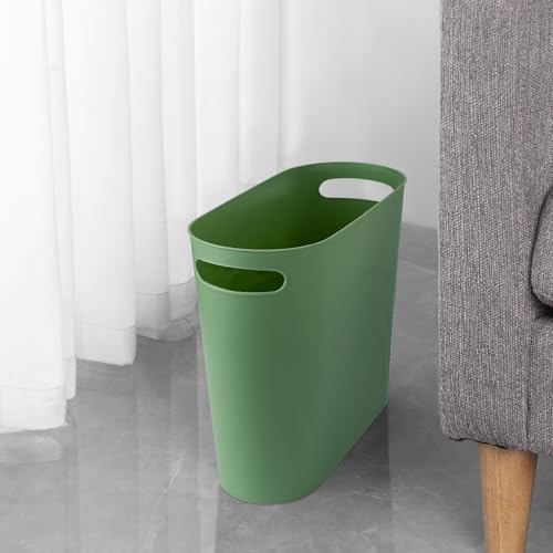 rejomiik Small Bathroom Trash Can, 3.5 Gallon Slim Garbage Can, Green - color: Green, size: 1 pack