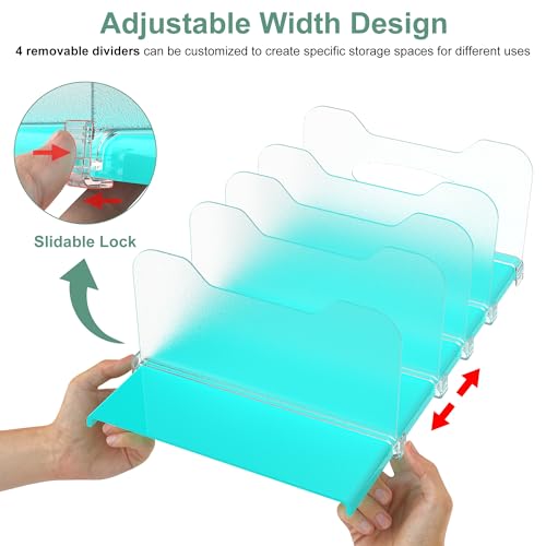 Freezer Organizer,12" Visible Fridge Organizer Rack with Removable Dividers - color: Mint Green
