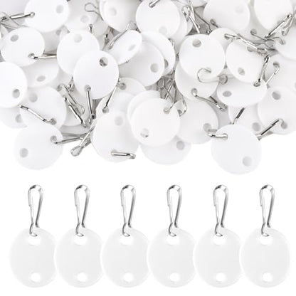 Gute 100Pcs Plastic Key Tags with Metal Hooks,1 Inch Double-Sided Labels