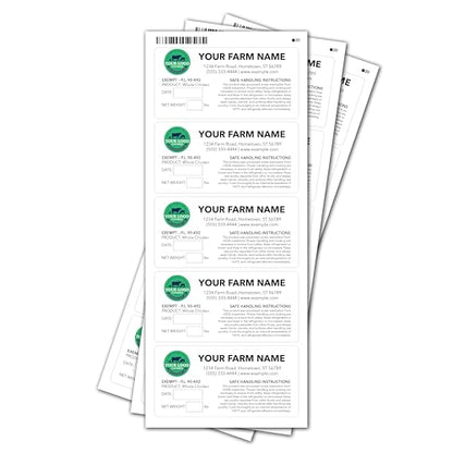 Custom Poultry Labels for Exemption P.L. 90-492 - Custom Farm Stickers for Chicken - Made in USA (20-2500 Labels)