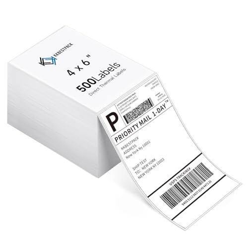 KKBESTPACK Fan Fold 4x6 Direct Thermal Shipping Labels (500 Labels) - style: 500 Labels - NEW