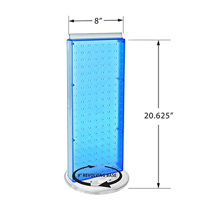 Azar Displays 700508-BLU-4C16 8-Inch W by 20-Inch H Revolving Black Pegboard Counter Display with 16-Pack of 4 inch Locking Hooks, Blue - color: Blue, style: Pegboard + Hooks
