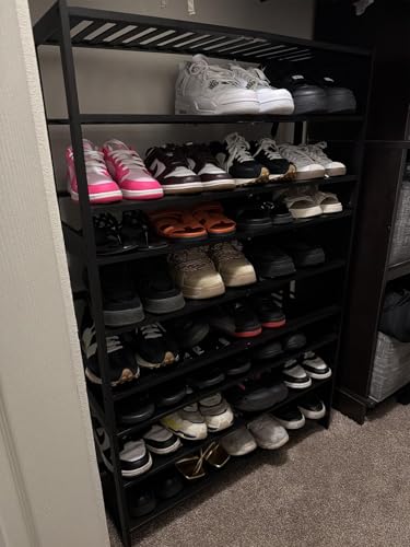 Jripae 5 Tier 32.5*10.5*30.3in Bamboo Shoe Rack for Closet Entryway Bedroom - color: Black, size: 5-tier 32.5*10.5*30.3inch