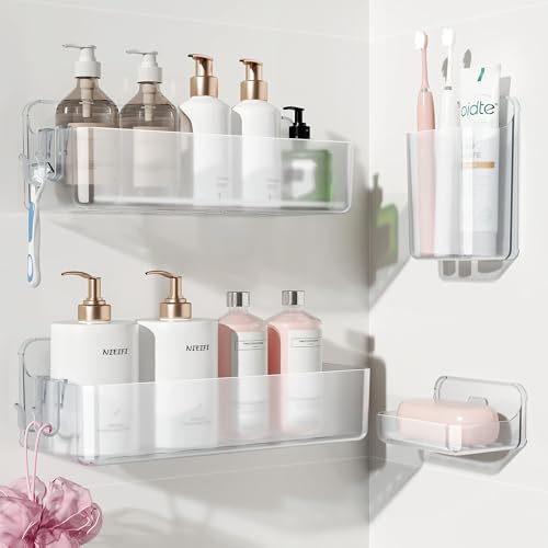 Nieifi Adhesive Shower Shelves, Clear, 4 Pieces - color: A-Clear, size: 4 pieces