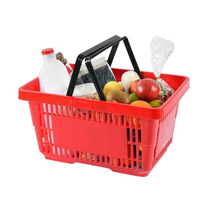 Restaurantware Plastic Shopping Basket, Red, with Plastic Handles - style: Plastic Handles