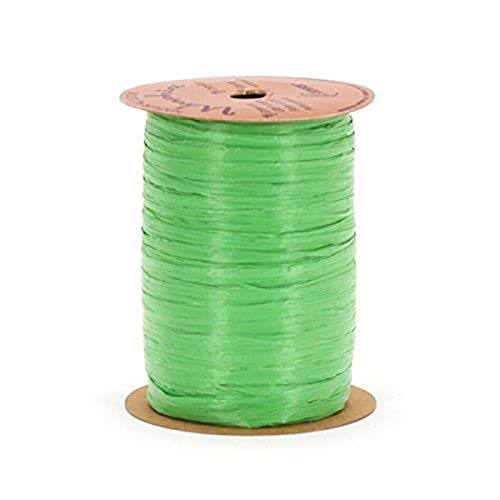 Berwick Offray 1/4'' Wide Matte Raffia Ribbon, Apple Green, 100 Yards, 7MM - color: Apple Green, size: 7MM